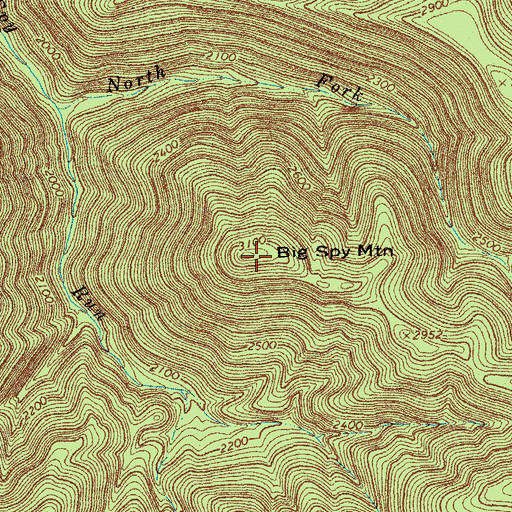 Topographic Map of Big Spy Mountain, VA