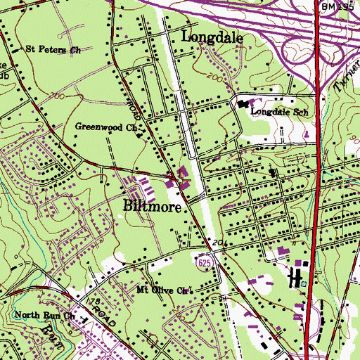 Topographic Map of Biltmore, VA