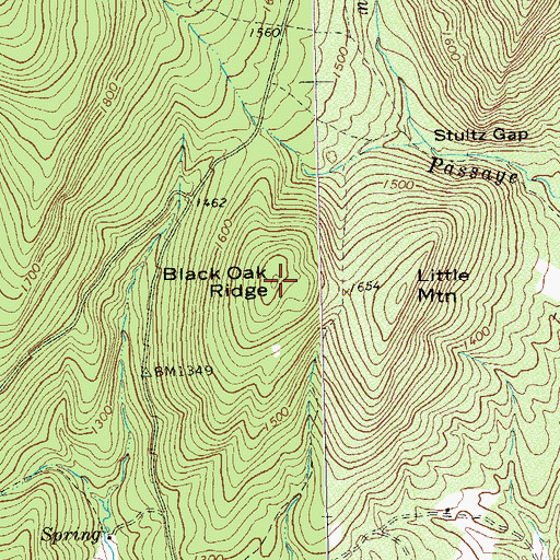 Topographic Map of Black Oak Ridge, VA