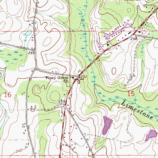 Topographic Map of Piney Grove Cemetery, AL