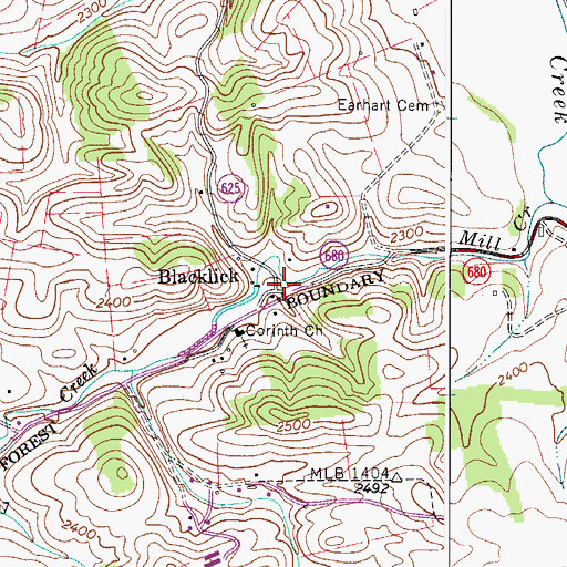 Topographic Map of Blacklick, VA