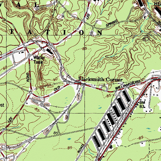 Topographic Map of Blacksmith Corner, VA