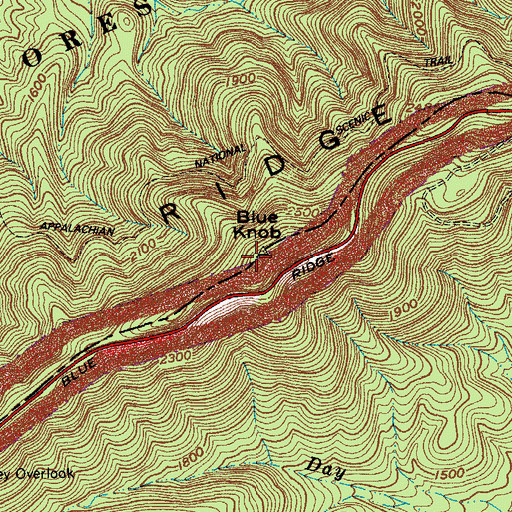 Topographic Map of Blue Knob, VA