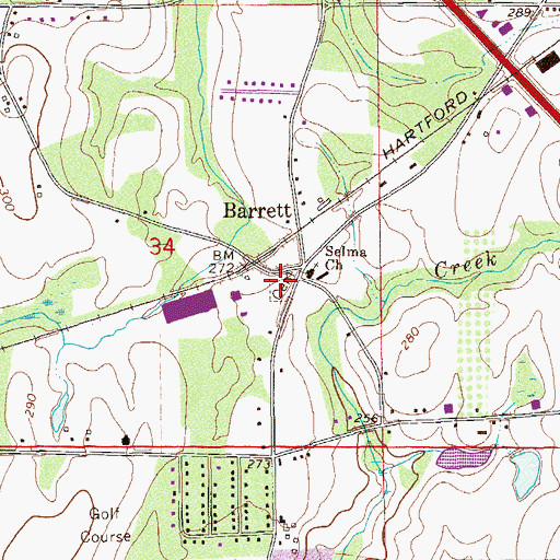 Topographic Map of Selma Cemetery, AL
