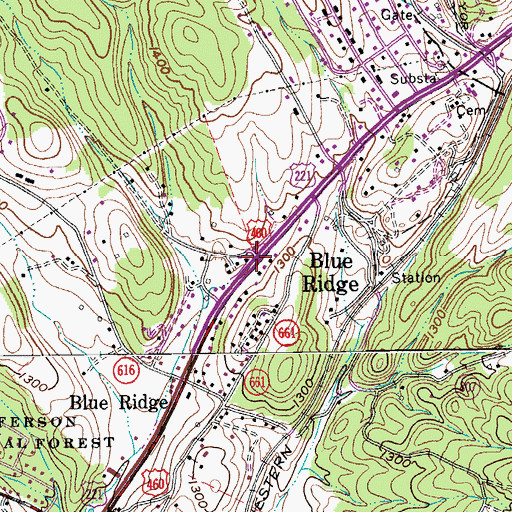 Topographic Map of Blue Ridge, VA