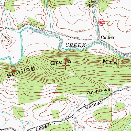 Topographic Map of Bowling Green Mountain, VA