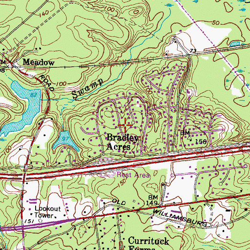 Topographic Map of Bradley Acres, VA