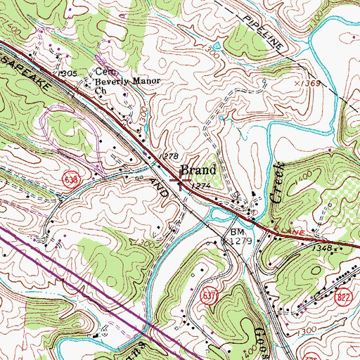 Topographic Map of Brand, VA
