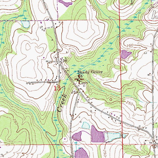 Topographic Map of Shady Grove Cemetery, AL