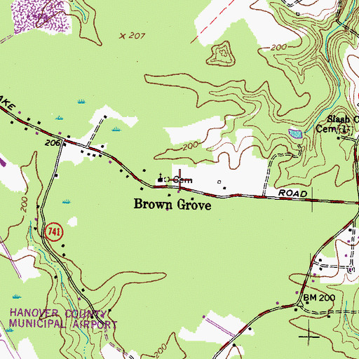 Topographic Map of Brown Grove, VA