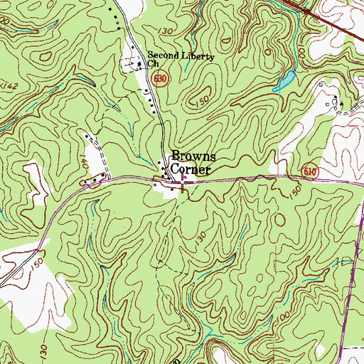 Topographic Map of Browns Corner, VA