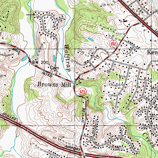 Topographic Map of Browns Mill, VA