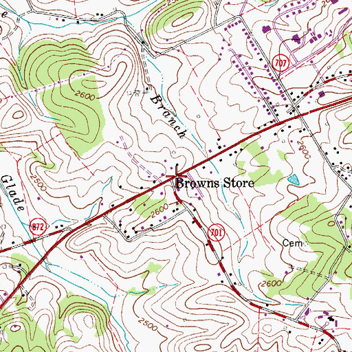 Topographic Map of Browns Store, VA