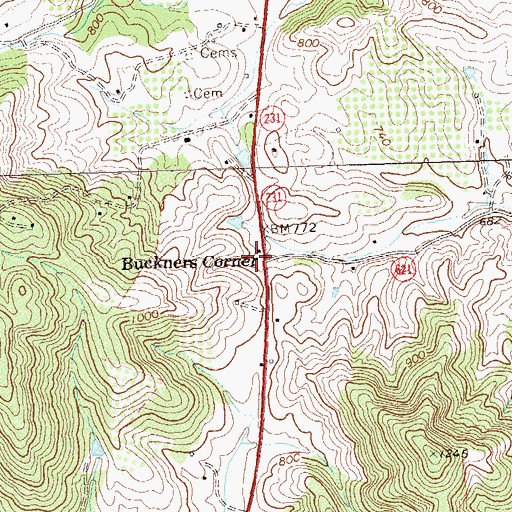 Topographic Map of Buckners Corner, VA