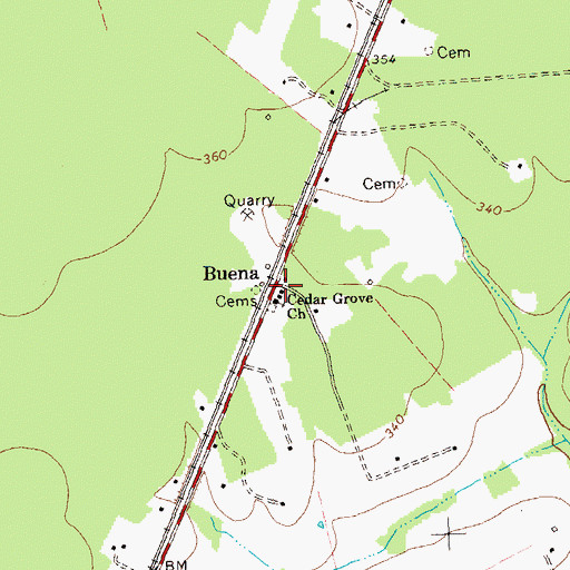 Topographic Map of Buena, VA