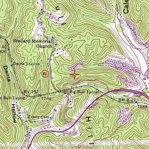 Topographic Map of Bull Hill, VA
