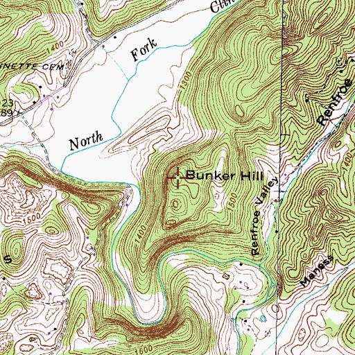 Topographic Map of Bunker Hill, VA