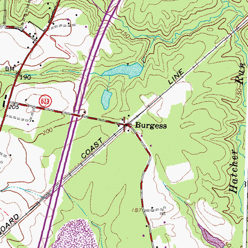 Topographic Map of Burgess, VA