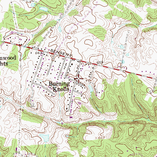 Topographic Map of Burning Knolls, VA
