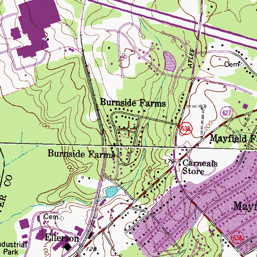 Topographic Map of Burnside Farms, VA