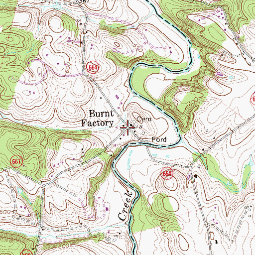 Topographic Map of Burnt Factory, VA