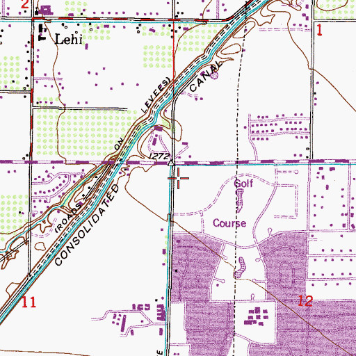 Topographic Map of Royal Palms of Mesa Shopping Center, AZ