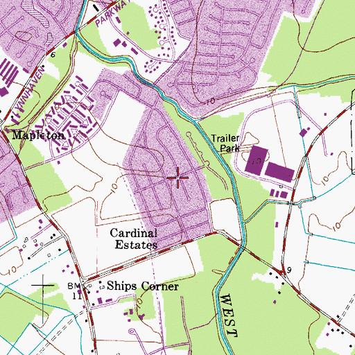 Topographic Map of Cardinal Estates, VA