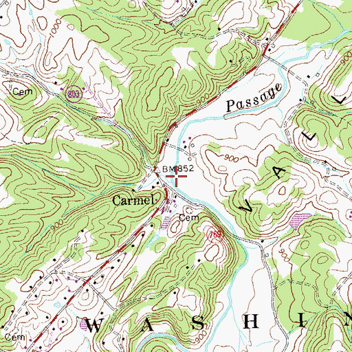Topographic Map of Carmel, VA