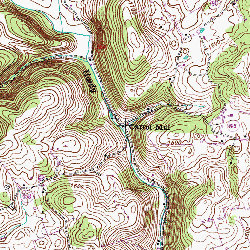 Topographic Map of Carrol Mill, VA