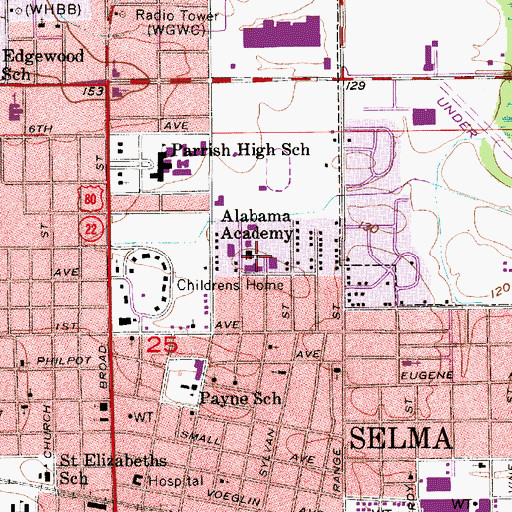 Topographic Map of Concordia College, AL