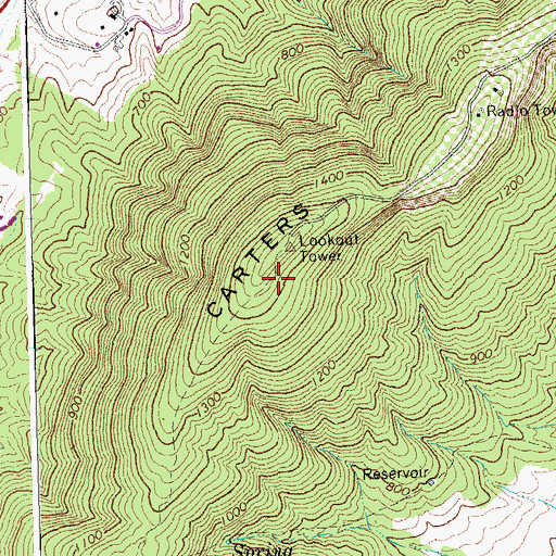 Topographic Map of Carters Mountain, VA