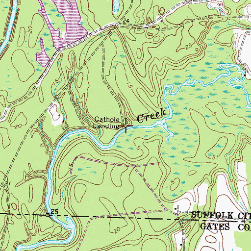 Topographic Map of Cathole Landing, VA