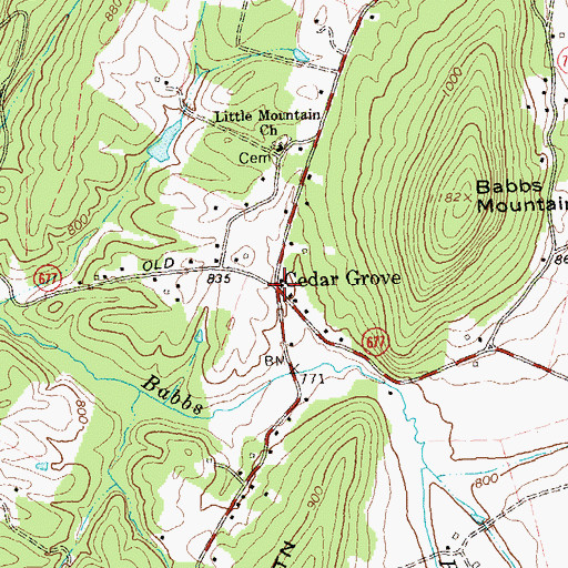 Topographic Map of Cedar Grove, VA