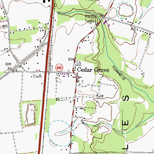 Topographic Map of Cedar Grove, VA