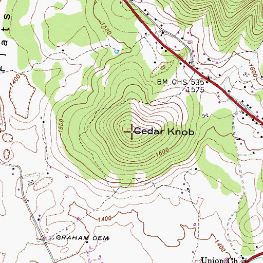 Topographic Map of Cedar Knob, VA