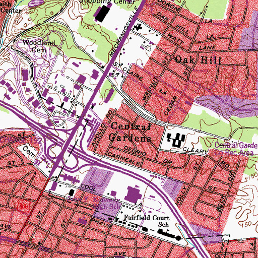 Topographic Map of Central Gardens, VA