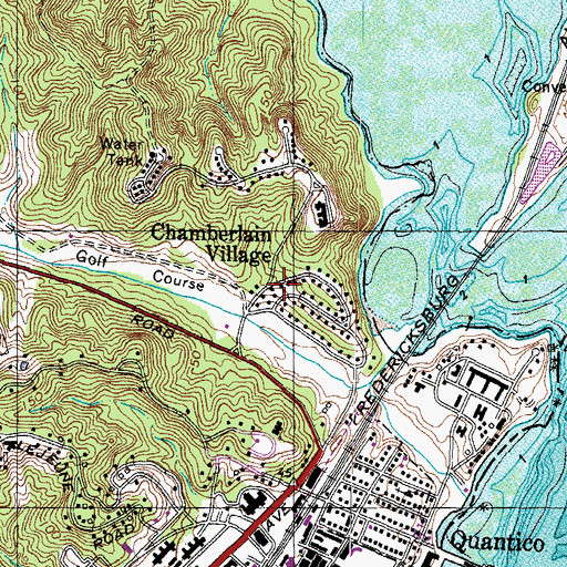 Topographic Map of Chamberlain Village, VA