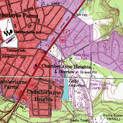 Topographic Map of Chamberlayne Heights, VA