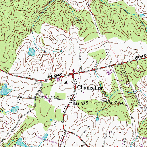 Topographic Map of Chancellor, VA