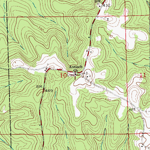 Topographic Map of Antioch Primitive Baptist Church, AL