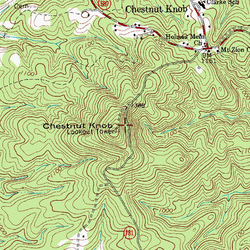 Topographic Map of Chestnut Knob, VA