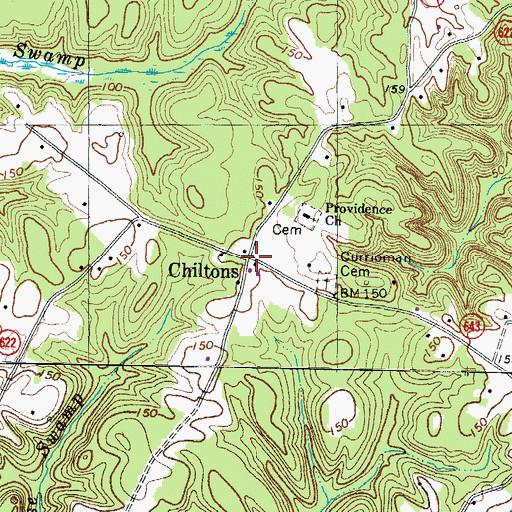 Topographic Map of Chiltons, VA