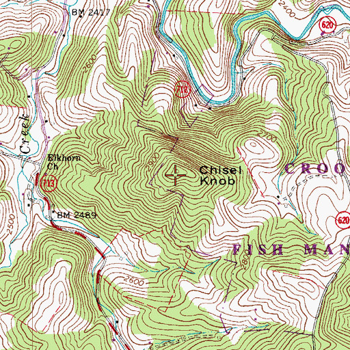 Topographic Map of Chisel Knob, VA