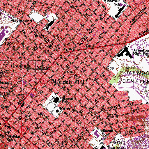 Topographic Map of Church Hill, VA