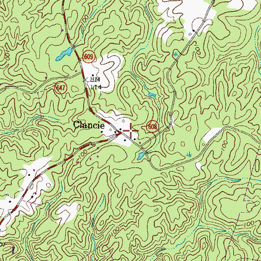 Topographic Map of Clancie, VA
