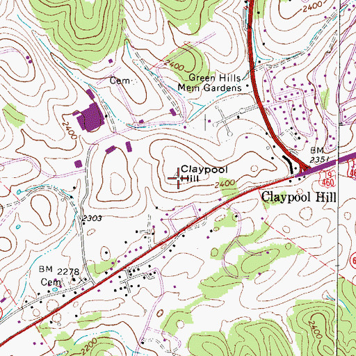 Topographic Map of Claypool Hill, VA