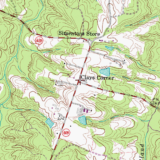 Topographic Map of Clays Corner, VA