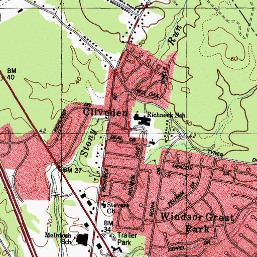 Topographic Map of Cliveden, VA