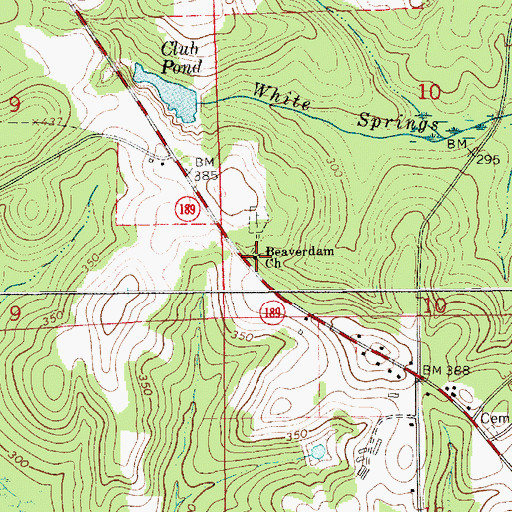Topographic Map of Beaverdam Primitive Baptist Church, AL