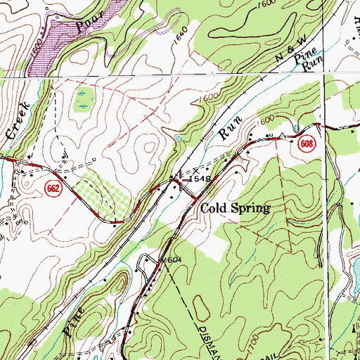 Topographic Map of Cold Spring, VA
